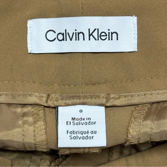 Calvin Klein Tan Wide Leg Trouser Pants Office Professional Work 0 - Picture 3 of 4